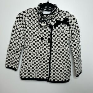 Camilla Kids Sweater Jacket, black and ivory. Like New. Size 6X